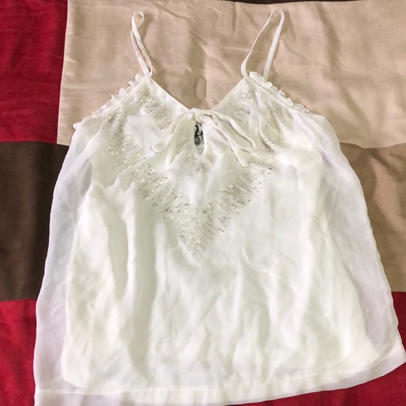 BKE Tops - BKE beaded white tank top BKE Tops - BKE beaded white tank top